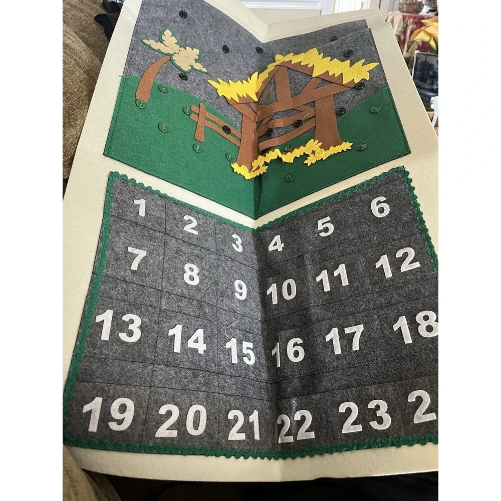 Nativity Christmas Advent Calendar for Kids, Hanging Felt Countdown to Christmas